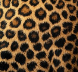 Poster - Close-Up View of Leopard Pattern Featuring Dark Spots on Beautiful Golden Fur Texture Ideal for Nature and Wildlife Themes