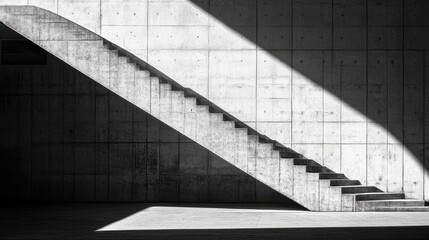 Poster - Minimalist Concrete Staircase with Shadows and Light Contrast
