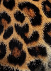Poster - Detailed Close-Up of Leopard Fur Showing Distinctive Black and Orange Spots Against a Natural Background Textures and Patterns of Animal Coat