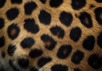 Poster - Detailed Close-Up of Leopard Skin Pattern Showcasing Unique Spots and Fur Textures for Nature and Wildlife Theme Projects