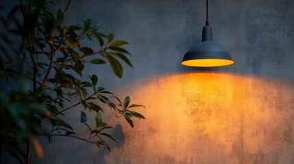 Poster - Stylish Pendant Light Casting Warm Glow on Textured Wall
