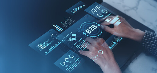 Poster - b2b digital marketing and technology concept.