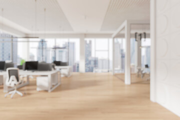 Poster - Modern Office Interior with City View. 3D Rendering