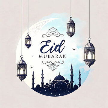 Eid mubarak greeting card background design. Origami Design Paper Craft Happy Eid Mubarak Ramadan Background.
