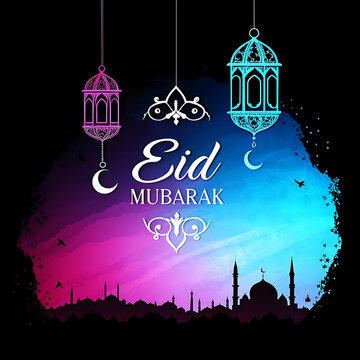 Eid mubarak greeting card background design. Origami Design Paper Craft Happy Eid Mubarak Ramadan Background.