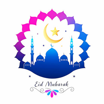 Eid mubarak greeting card background design. Origami Design Paper Craft Happy Eid Mubarak Ramadan Background.