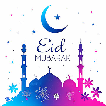 Eid mubarak greeting card background design. Origami Design Paper Craft Happy Eid Mubarak Ramadan Background.