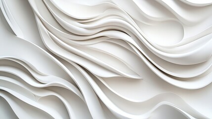 Poster - Textured White Waves of Paper Create Modern Abstract Background