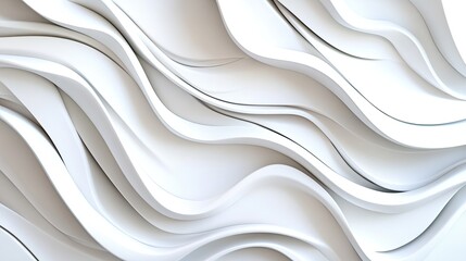 Poster - Abstract White Wave Pattern Design for Modern Interior Spaces