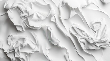 Poster - Elegant White Textured Abstract Design with Flowing Shapes and Layers