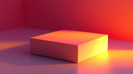 Poster - Abstract Colorful Cube in Warm Gradient Light for Creative Backgrounds