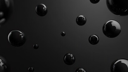 Poster - Black spheres floating in a dark background for abstract design
