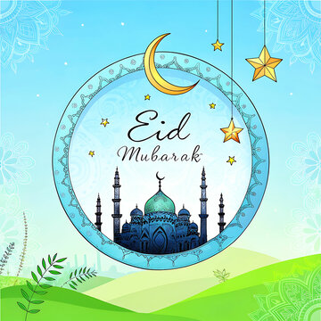 Eid mubarak greeting card background design. Origami Design Paper Craft Happy Eid Mubarak Ramadan Background.