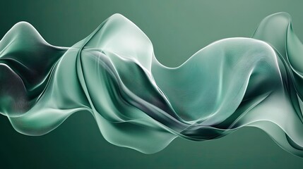 Poster - Flowing Abstract Wave in Soft Green Tones Illustrating Motion