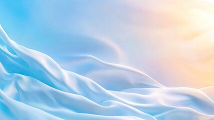 Poster - Soft Blue Fabric Flowing in Light and Colorful Background Atmosphere
