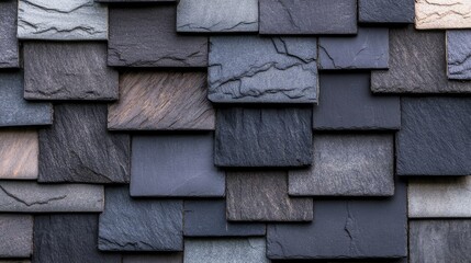 Poster - Textured Slate Wall Panels in Various Shades of Gray and Black