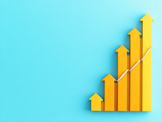 Poster - A vibrant graphic showing ascending yellow arrows on a blue background, symbolizing growth and positive trends in data