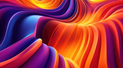 Poster - Colorful Abstract Flowing Waves in Vivid Orange and Purple Tones