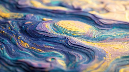 Poster - Colorful Abstract Swirling Patterns on Textured Surface with Shimmer