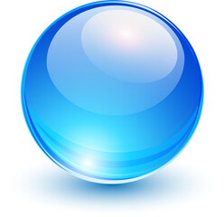 Aufkleber - Glass blue ball, 3D shiny sphere background.