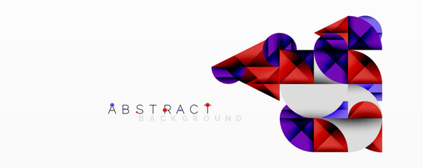 Fototapete - Modern abstract composition with layered circles and angular segments featuring gradients, transparency effects, and a structured geometric layout