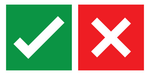 Poster - tick mark icon button set check box correct right wrong black buttons yes or no checkmark red cross 
