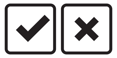 Poster - choices icon. yes or true solid icon. tick mark with checkbox icon. black checkmark sign for app, ui