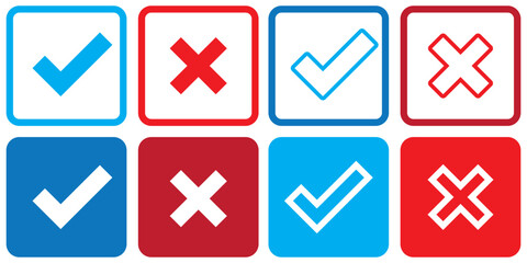 Poster - true and false icons. right and wrong answer, good and bad experience, customer feedback, vector, ic