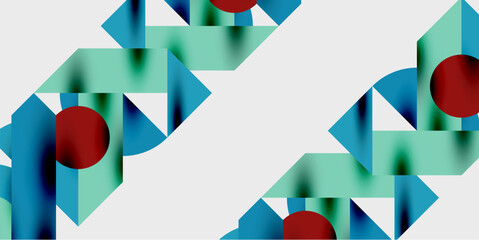 Poster - Modern abstract background featuring circles, lines, and triangles in a dynamic geometric composition. Perfect for stylish, tech, or creative-themed designs