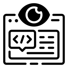 eye on code: a minimalistic illustration showcases an eye hovering over a screen displaying code, sy