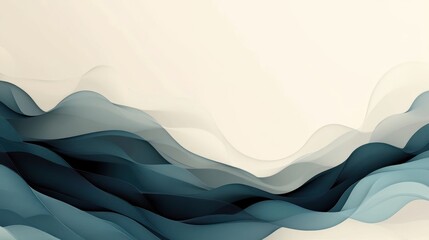Wall Mural - A subtle header, adorned with an elegant illustration of flowing dark gray, teal blue, and light slate gray waves, seamlessly integrating into the overall design.