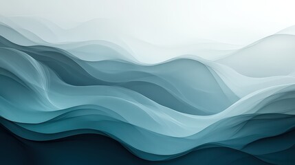 Wall Mural - A subtle header, adorned with an elegant illustration of flowing dark gray, teal blue, and light slate gray waves, seamlessly integrating into the overall design.