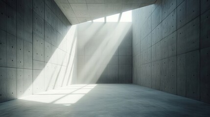 Poster - Minimalist Concrete Room with Dramatic Light and Shadow Play