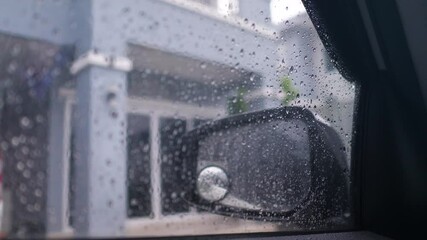 Poster - Rain drop on the window of the car 