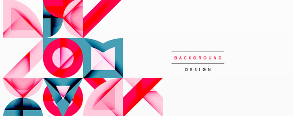 Leinwandbilder - Minimal geometric abstract background. Circle square and triangle design