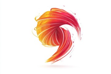 Fototapete - Violent windstorms depicted with a sleek swirling tornado 3D glyph line icon, on a white backdrop.