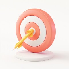 Poster - Modern depiction of achieving targets in a sharp 3D glyph design, emphasizing clarity and focus, on a white background.