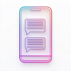 Fototapete - Text message 3D glyph line icon, sleek and simple design symbolizing mobile communication with modern lines, shown on a solid white background for easy visibility and understanding.