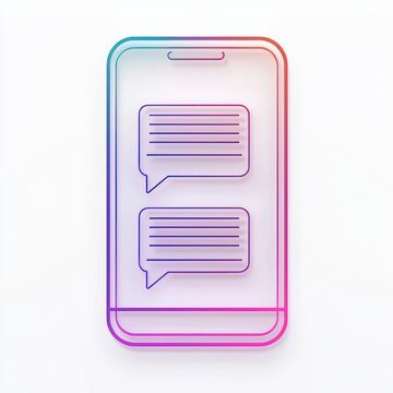 Text message 3D glyph line icon, sleek and simple design symbolizing mobile communication with modern lines, shown on a solid white background for easy visibility and understanding.