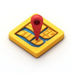 Fototapete - Exploration themes captured in a solid travel map 3D glyph icon, designed for global journeys, white backdrop.