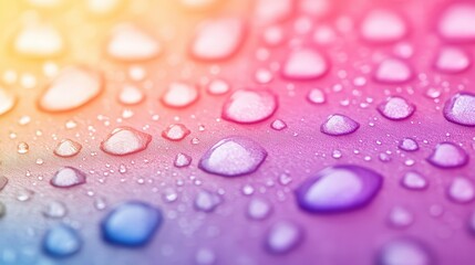 Poster - A vibrant close-up of colorful water droplets on a surface, showcasing a blend of hues and textures.