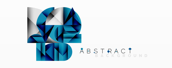 Leinwandbilder - Abstract geometric design with intersecting circles, triangles, squares and sharp angles creating a layered composition with gradients, depth, and contrast