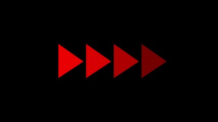 Poster - Fast forward red symbols icon symbol animation on black background. Fast forward sign moving forward