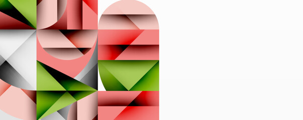 Aufkleber - Modern abstract composition with layered circles and angular segments featuring gradients, transparency effects, and a structured geometric layout
