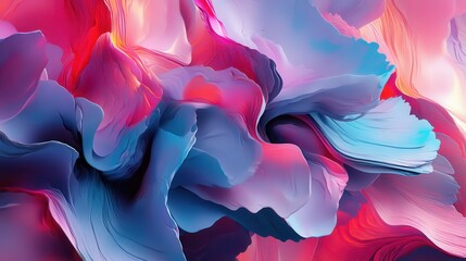 Poster - Vibrant Abstract Floral Design with Swirling Colors and Textures