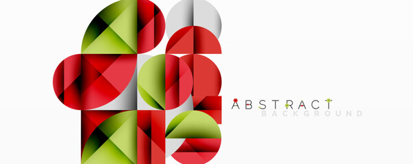 Leinwandbilder - Abstract geometric design with intersecting circles, triangles, squares and sharp angles creating a layered composition with gradients, depth, and contrast