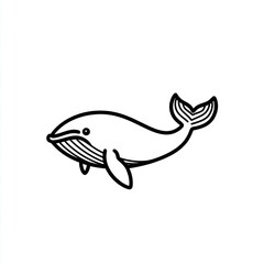 Poster - Whale black vector line icon, clean depiction symbolizing ocean life and marine creatures on a white background.