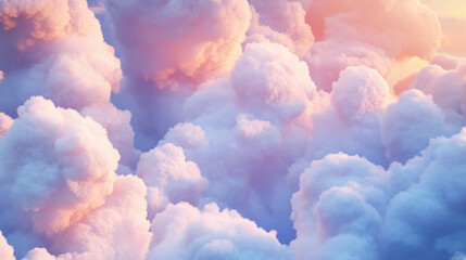 Poster - Serene cloudy sky with soft pastel textures for tranquil design inspiration