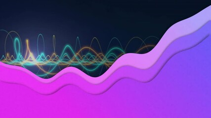 Poster - animation of colorful waveforms and abstract shapes creating dynamic visual patterns