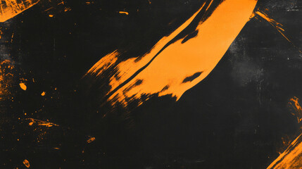 Poster - Abstract grunge texture with bold orange strokes and black background for creative design